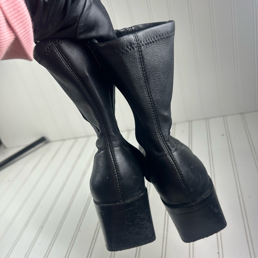 & Other Stories Black Leather Chunky Heel Ankle Boots Women’s Size 6 $245 - Picture 6 of 12